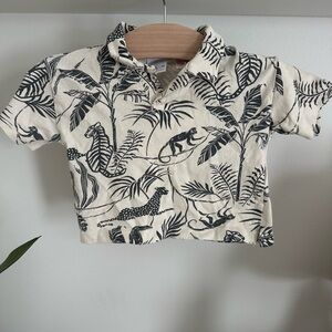 Zara Kids Jungle Print Polo - Black and Cream